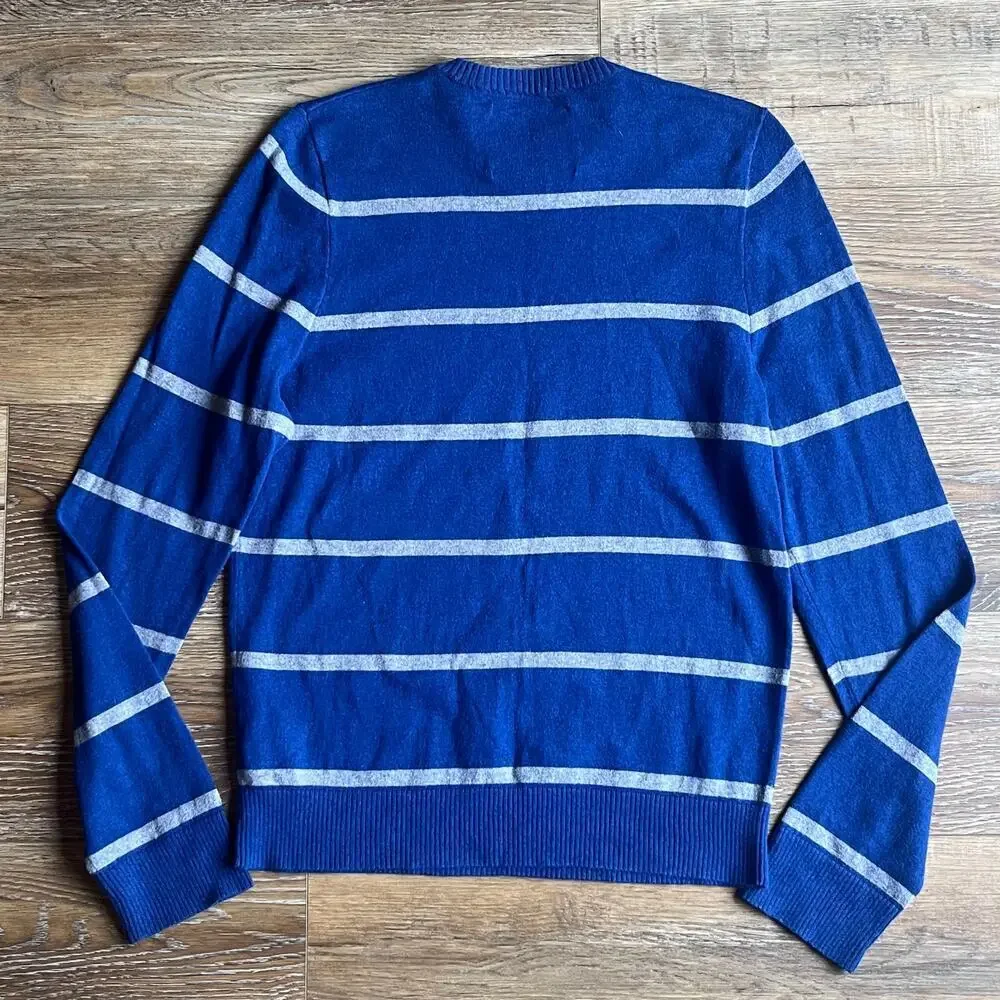 VTG Y2K Abercrombie & Fitch Bradley Muscle Sweater Blue Stripe L Cotton Cashmere